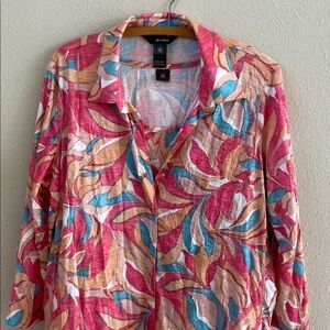 NWT Ali Miles Floral 2 Piece Top Shirt Set - Tank and 3/4 Sleeve Snap Front Tops